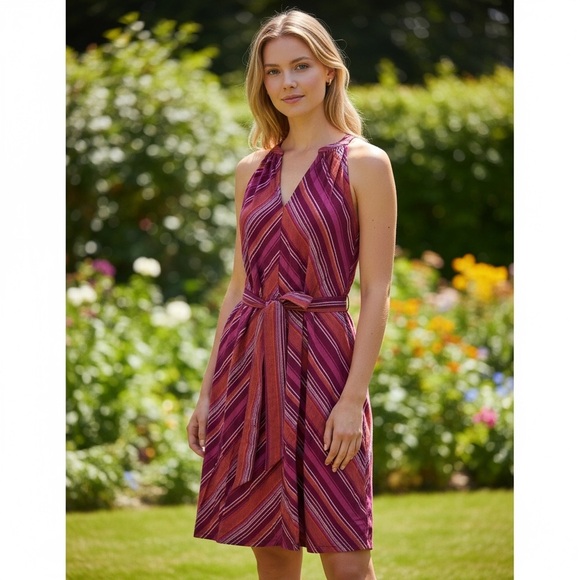 A New Day High Yoke Midi Dress Tie Waist Stripe
New - Picture 1 of 11